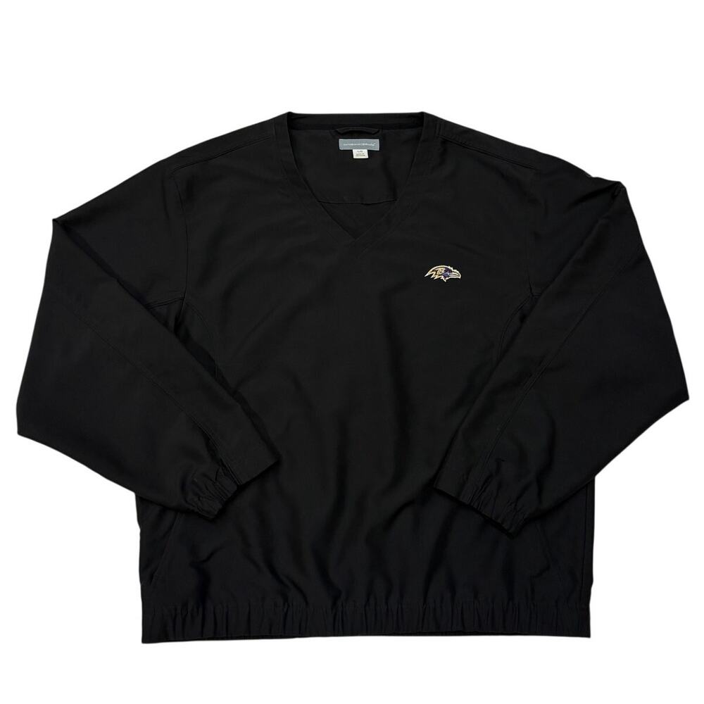 Baltimore Ravens Pullover Golf Jacket Mens Large Black Windbreaker Pockets NFL